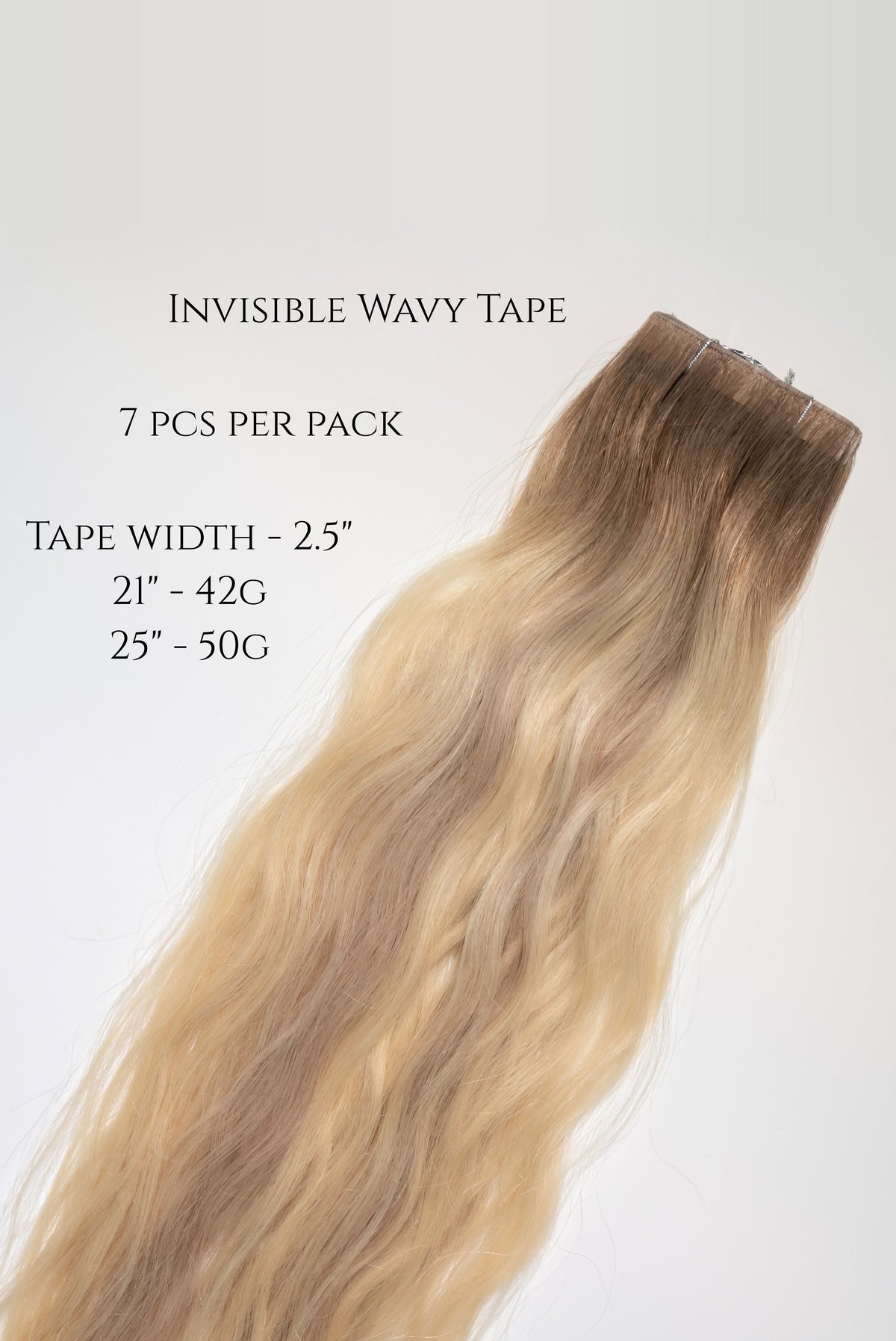 Invisible Wavy Tape - 7 pcs per pack, tape width 2.5", 21" - 42g, 25" - 50g