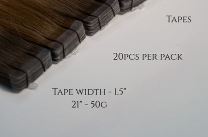 Tape-In - 20pcs per pack, tape width 1.5", 21" - 50g